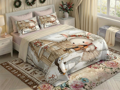 Fairy Tale Rabbit 7D Bedsheet Set – White