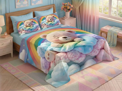 Fairy Tale Dreamy Cub 7D Bedsheet set - blue
