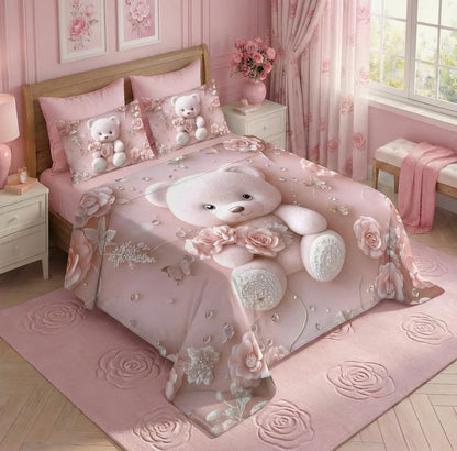 Fairy Tale Baby Teddy 7D Bedsheet Set – Pink