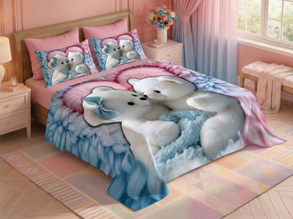 Fairy Tale Cotton Cuddles 7D Bedsheet Set - (red blue)