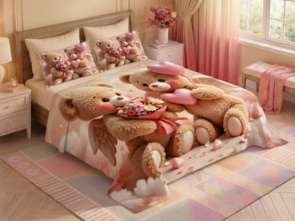 Fairy Tale Blush Bear 7D Bedsheet Set - Pink