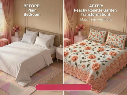 Yellow Rose 280-TC Printed Crochet Paradise Bedsheet Set - (Mustard)