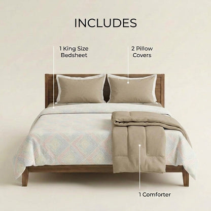 Soft Weave Cotton Bedsheet & Comforter Set