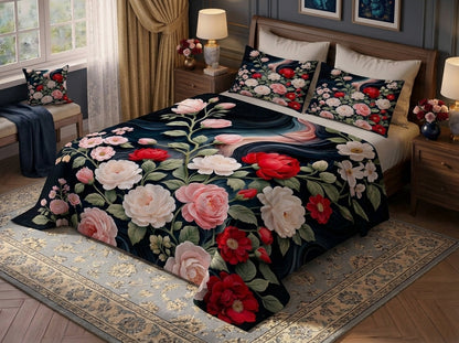 Fairy Tale Moonlit Garden 7D Bedsheet Set - (Navy)