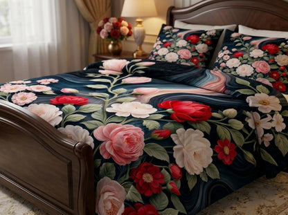 Fairy Tale Moonlit Garden 7D Bedsheet Set - (Navy)