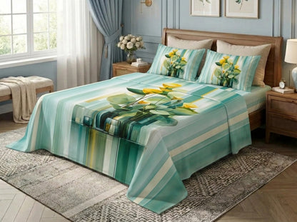 Botanical Glasshouse 280-TC 7D Bedsheet Set - (Aqua)