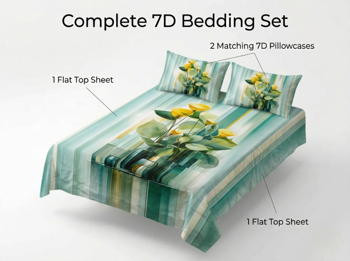 Botanical Glasshouse 280-TC 7D Bedsheet Set - (Aqua)