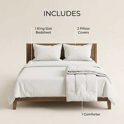 Cedar Print Cotton Bedsheet & Comforter Set