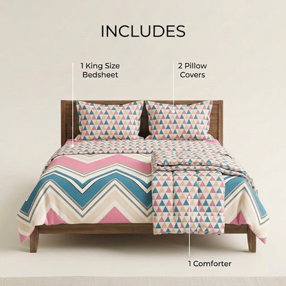 Chevron Muse Cotton Bedsheet & Comforter Set