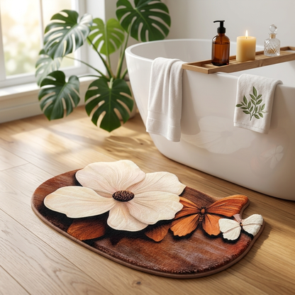 Bloom Butterfly Designer Floor Mat (Brown)