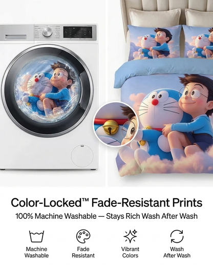 Fairy Tale Doraemon 7D Bedsheet Set - (blue)