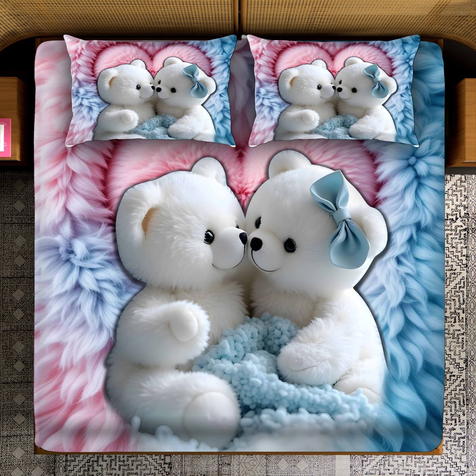 Fairy Tale Cotton Cuddles 7D Bedsheet Set - (red blue)